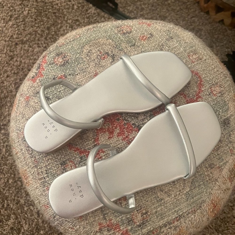 Silver Two Strap Sandals